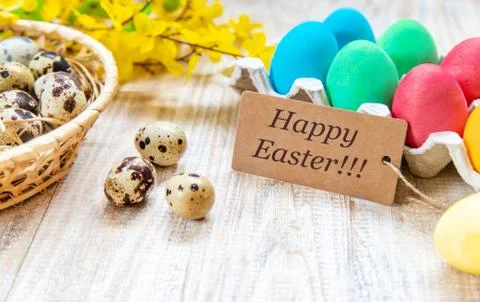Easter photo. Happy easter. Eggs Selective focus. Stock Photos