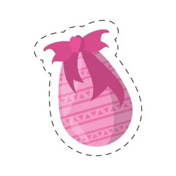 Easter pink egg bow decoration - cut line Stock Illustration