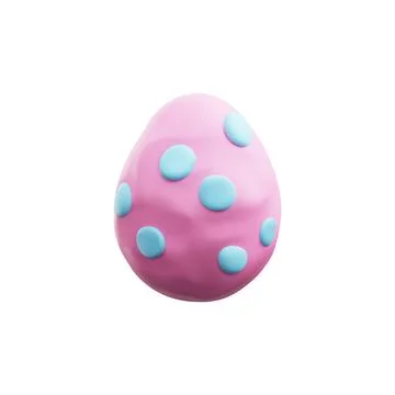 Easter pink egg painted by polka dot pattern, vector 3d holiday element isolated 스톡 일러스트