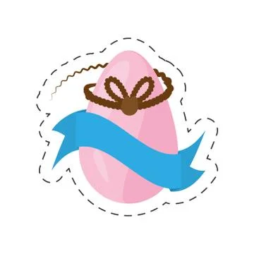 Easter pink egg ribbon decoration - cut line Illustrazione stock