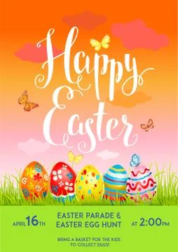 Easter pink poster template Stock Illustration
