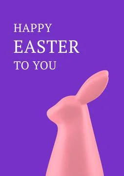 Easter pink rabbit bauble 3d greeting card festive holiday celebration desi.. Stock Illustration