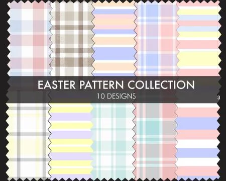 Easter Plaid and Stripe Pattern Collection Stock Illustration