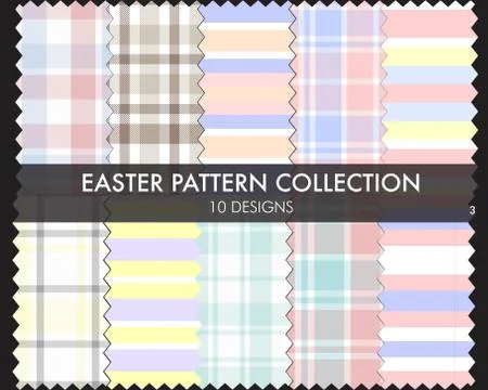 Easter Plaid and Stripe Pattern Collection Stock Illustration
