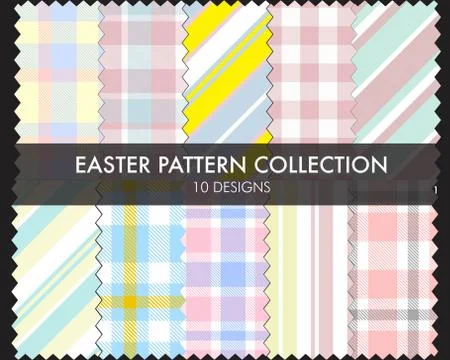 Easter Plaid and Stripe Pattern Collection Stock Illustration