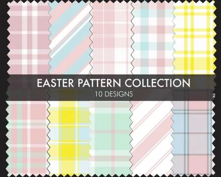 Easter Plaid and Stripe Pattern Collection Stock Illustration