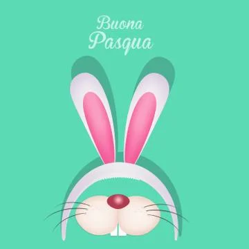 Easter postcard with bunny mask Illustrazione stock
