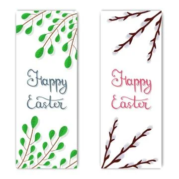 Easter Postcard. Calligraphy Lettering Happy Easter Inscription. Vector. Stock Illustration