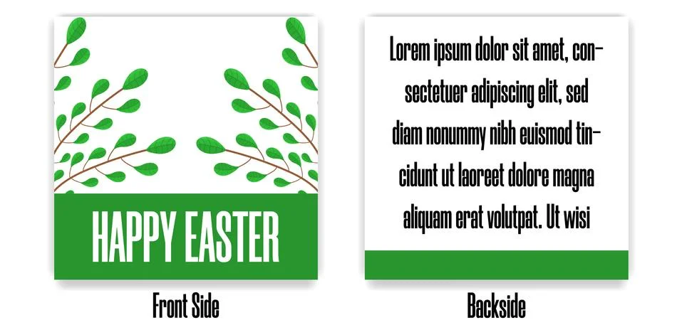 Easter Postcard. Greeting or Invitation with Green Branches. Vector illustration Stock Illustration