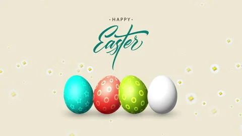 Easter poster and banner template with easter eggs in the nest Stock Footage 241348510