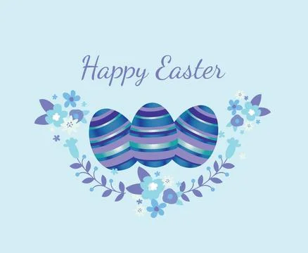 Easter poster and banner template with Easter eggs in the flower on light b.. Illustrazione stock