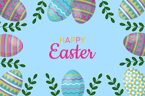 Easter poster and banner template with Easter eggs. Illustrazione stock