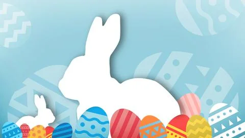Easter poster Background design for banner and bunny paper cut style Stock Illustration