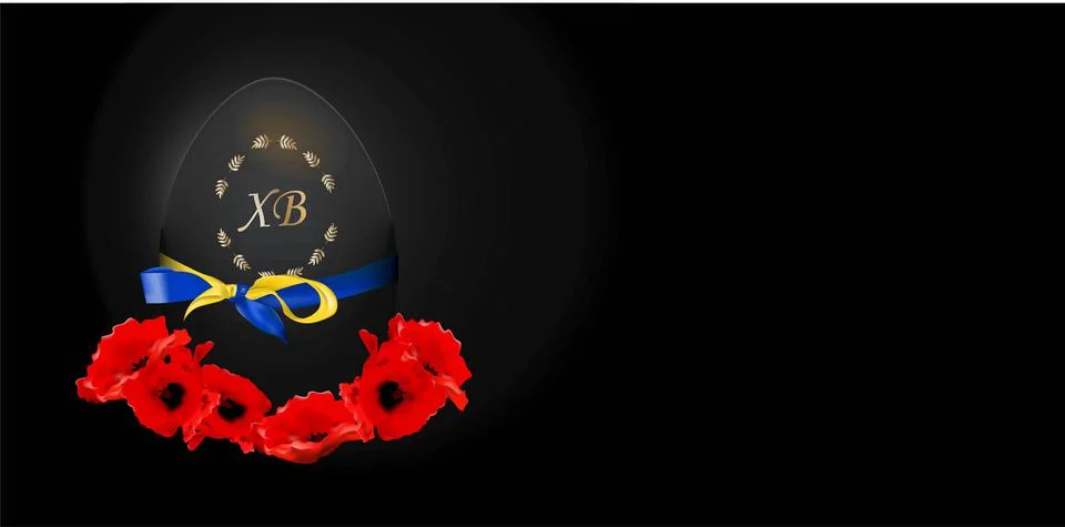 Easter poster. Black Easter egg. Church candle. Memorial candle. Sorrow for t Illustrazione stock
