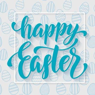 Easter poster blue design with seamless egg pattern background Stock Illustration