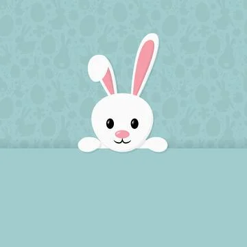 Easter poster with copyspace. Poster with happy bunny. Vector 库存插图