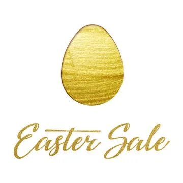 Easter poster design with gold egg. Vector calligraphy illustration イラスト素材
