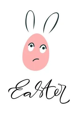 Easter poster with funny egg character with rabbit ears. Happy Easter design  Illustrazione stock
