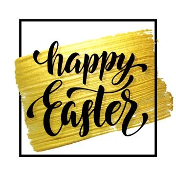 Easter poster gold design with calligraphy lettering イラスト素材