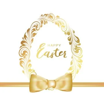 Easter poster golden egg with white background. Stock Illustration