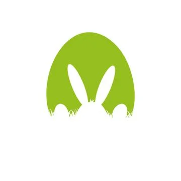 Easter poster with rabbit and grass Stock Illustration