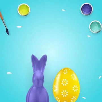 Easter poster template with 3d realistic Easter eggs. Template for advertisin Stock Illustration