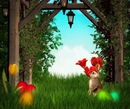 Easter premade backdrop Stock Illustration