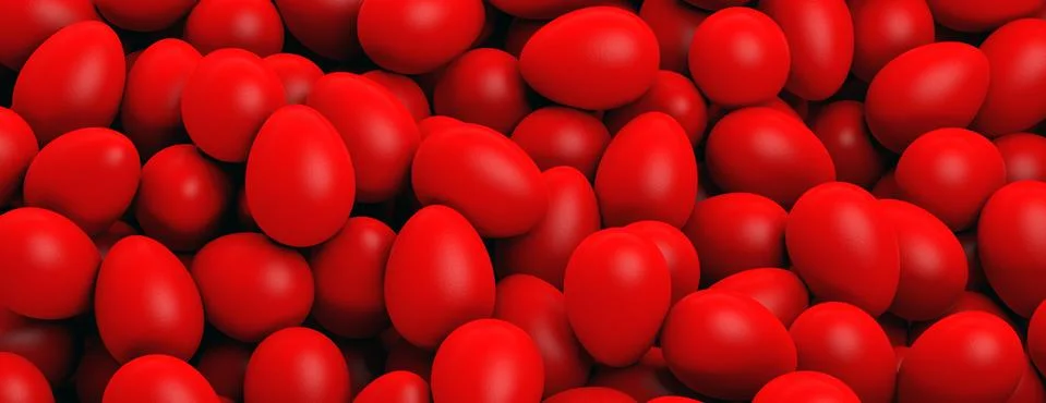 Easter preparation. Easter eggs pile, red color painted, texture background, 스톡 일러스트