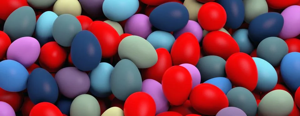 Easter preparation. Easter eggs pile, various colors painted, texture backgro イラスト素材