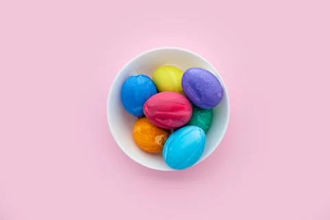 Easter preparation on pink background. Stock Photos