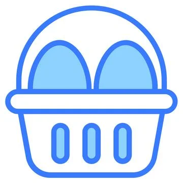 Easter present, basket, egg Blue Outline Simple Icon. Stock Illustration