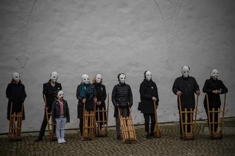 Easter procession amid coronavirus in Czech Republic, Trebon - 02 Apr 2021 스톡 사진