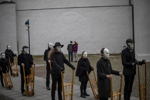 Easter procession amid coronavirus in Czech Republic, Trebon - 02 Apr 2021 스톡 사진