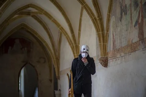 Easter procession amid coronavirus in Czech Republic, Trebon - 02 Apr 2021 스톡 사진