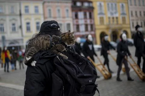 Easter procession amid coronavirus in Czech Republic, Trebon - 02 Apr 2021 스톡 사진