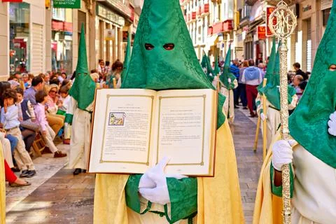 Easter procession in Malaga during Holy Week Stock Photos
