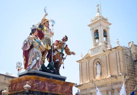 Easter procession statues gozo malta europe Stock Photos