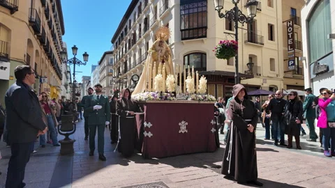 Easter processions in Zaragoza Aragon Spain during Holy Week Stock Footage 338323864