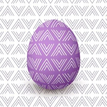 Easter purple egg. Decorated festive egg with simple abstract decoration. iso 스톡 일러스트