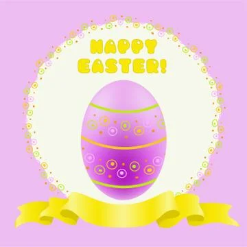 Easter purple painted egg and golden ribbon Stock Illustration