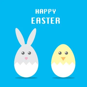 Easter rabbit and chicken Stock Illustration