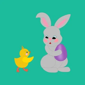 Easter rabbit and chicken Illustrazione stock