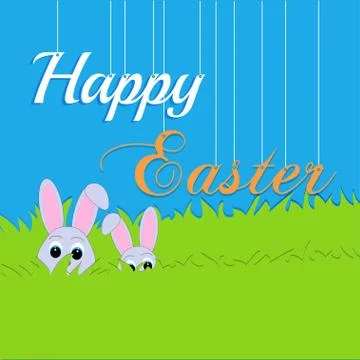 Easter rabbit and egg in grass Stock Illustration