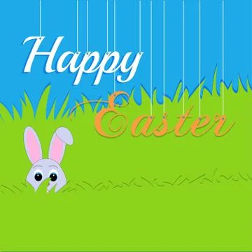 Easter rabbit and egg in grass Stock Illustration