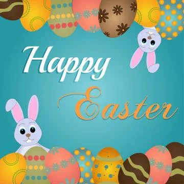 Easter rabbit and egg in grass Stock Illustration