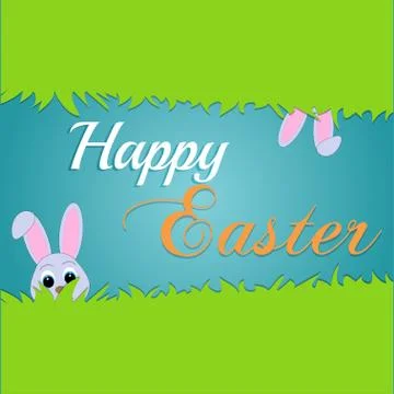 Easter rabbit and egg in grass Stock Illustration