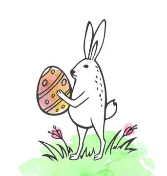 Easter rabbit and egg Stock Illustration