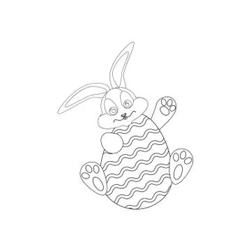 Easter rabbit and egg outline 스톡 일러스트