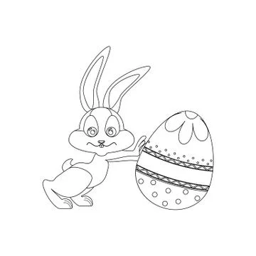 Easter rabbit and egg outline 스톡 일러스트