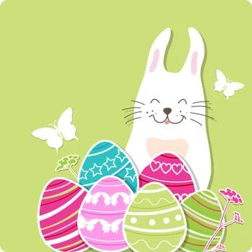 Easter rabbit and eggs Stock Illustration
